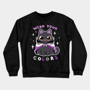 Asexual LGBT Pride Cat - Kawaii Rainbow Kitty - Wear your colors Crewneck Sweatshirt